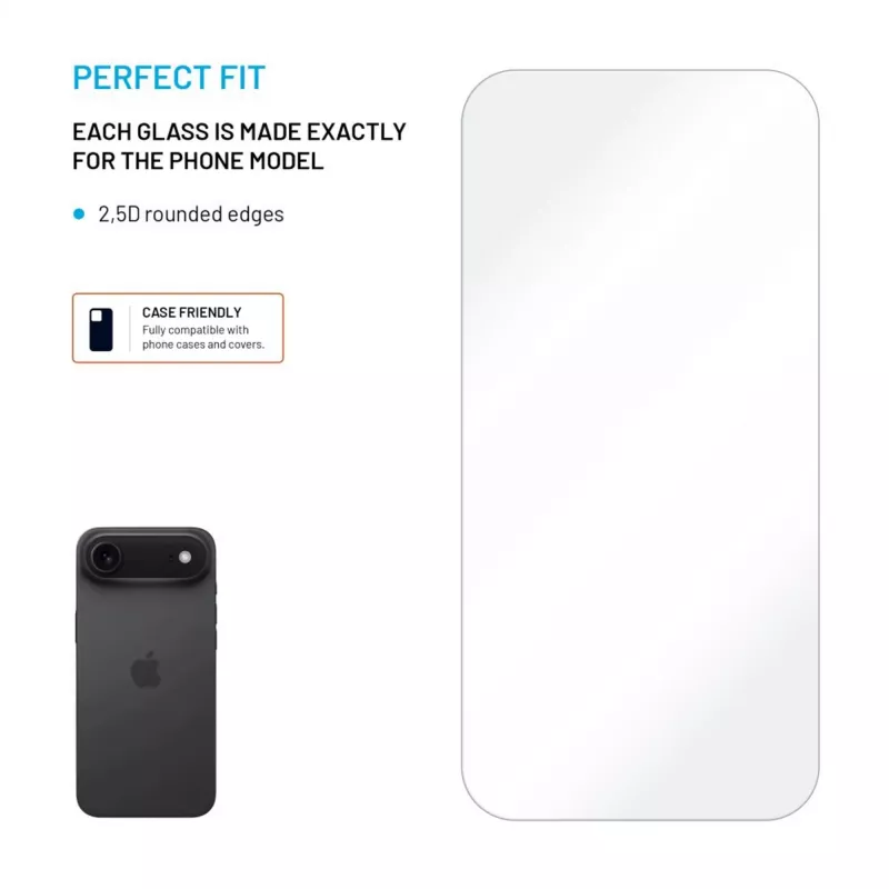 Fiksēts ekrāna aizsargs | Apple | iPhone Air | Rūdīts stikls | Caurspīdīgs | 2.5D