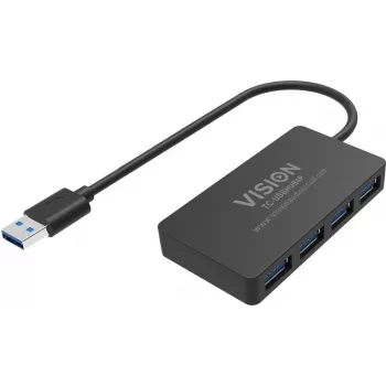 USB 3.0 centrmezgls VISION TC-USBHUB4P — 4× SuperSpeed USB 3.0 porti