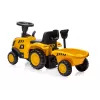 CAT traktors ar piekabi, dzeltens, braucamais