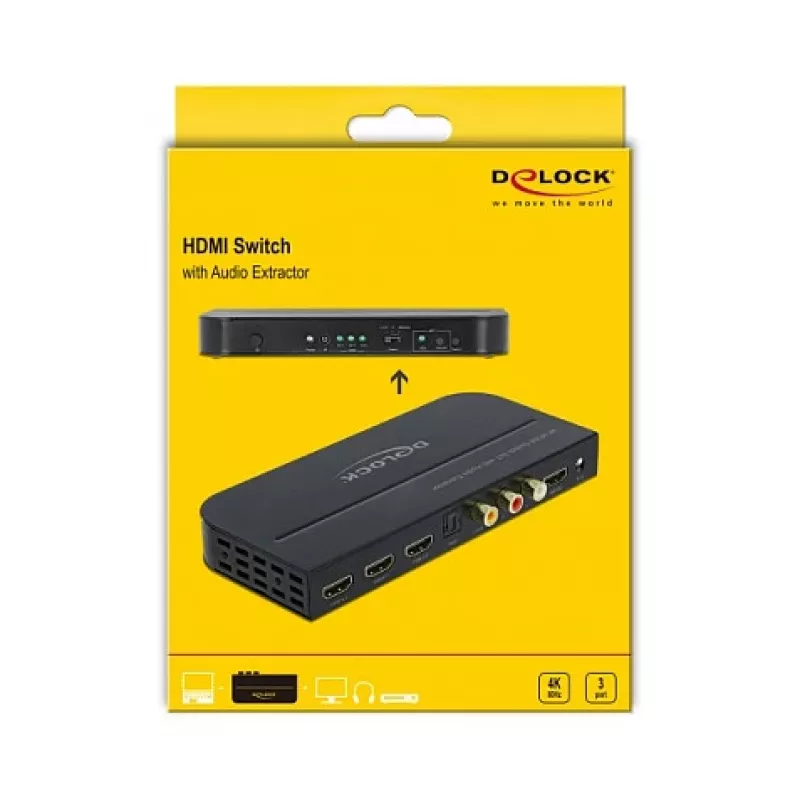 HDMI slēdzis DeLOCK 3 x HDMI ieeja uz 1 x HDMI izeja 4K 60 Hz
