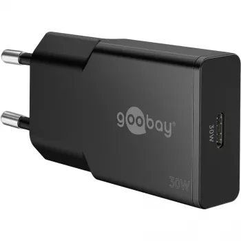 Goobay USB-C™ PD GaN ātrais lādētājs plāns (30 W) melns