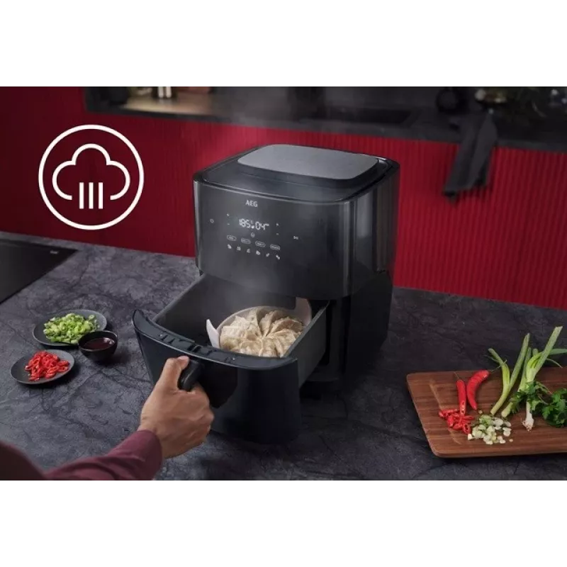 Karstā gaisa friteris AEG AAF7SB — 6,9 L, 1700 W, digitāla skārienvadība, melns