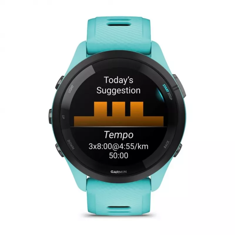 Garmin Forerunner 265 3,3 cm (1,3) AMOLED 46 mm Digitāls 416 x 416 pikseļi Skārienekrāns Melns, Zils Wi-Fi GPS (satelīts)