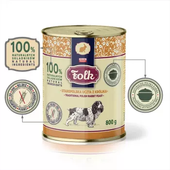 FOLK Tradicionāla poļu trušu mielasta - slapjā suņu barība - 800g