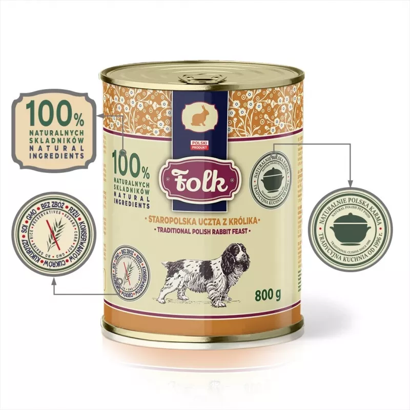 FOLK Tradicionāla poļu trušu mielasta - slapjā suņu barība - 800g