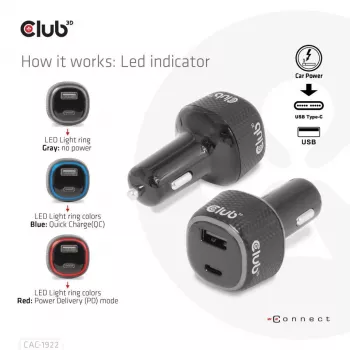 CLUB3D Piezīmjdatora / klēpjdatora automašīnas lādētājs 63 Watt, Auto, cigarešu aizdedzinātājs, 24 V, Melns