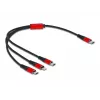 USB uzlādes kabelis DeLOCK 86710 3-in-1 USB Type-C uz Lightning Micro USB 30 cm Melns Sarkans