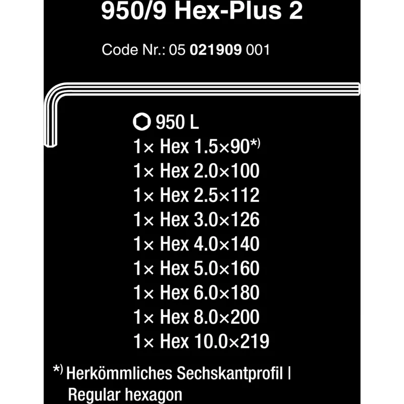 L-veida sešstūra atslēgu komplekts Wera 05021909001
