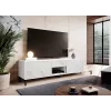 TV skapītis Cama Meble MARMO 2D1S1K, 195x40x47,5 cm, balts matēts/virsma marmora balta