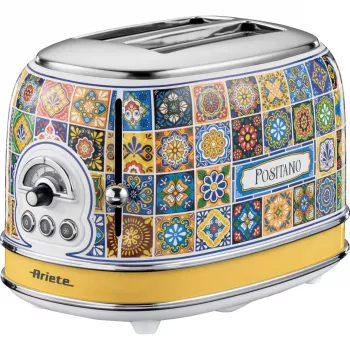 Ariete 155 Toaster Positano, 810 W, 2 šķēles, 6 apbrūnināšanas līmeņi, drupatu paplāte, atkausēšanas funkcija, automātiska izmešana, bez skavām