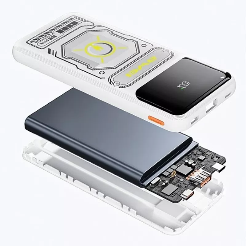 Powerbank 10000mAh 22,5 W P77K ar integrētu kabeli