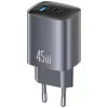 Lādētājs T66 45W CC290 GaN Ātrā uzlāde sudraba