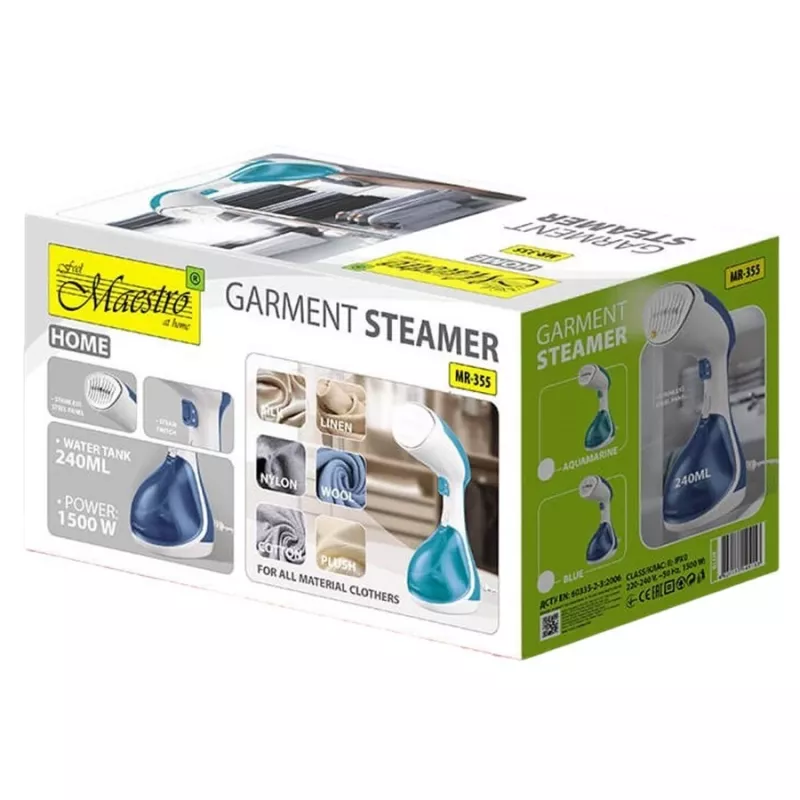 Apģērbu tvaicētājs Maestro MR-355-AQUAMARINE 1500W rokas apģērbu tvaicētājs, vertikālā tvaicēšana