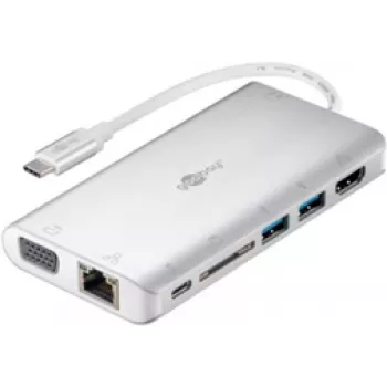 Goobay 49850 piezīmjdatora dokstacija un portu replikators ar vadu USB 3.2 Gen 1 (3.1 Gen 1) Type-C Sudraba - Balta (49850)