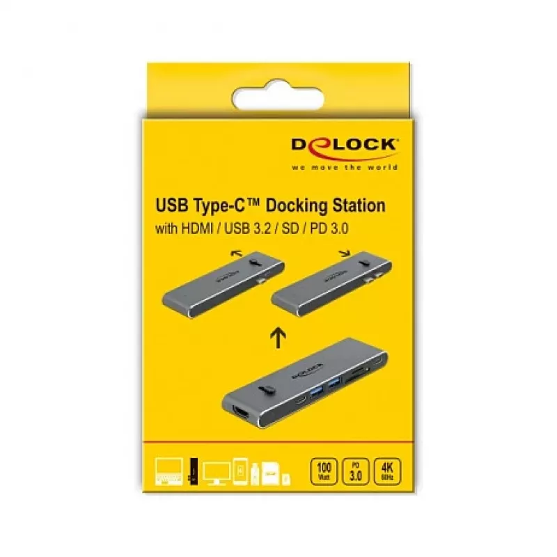 Dokinga stacija DeLOCK Dual USB Type-C ar HDMI, USB 3.2, SD, PD 3.0