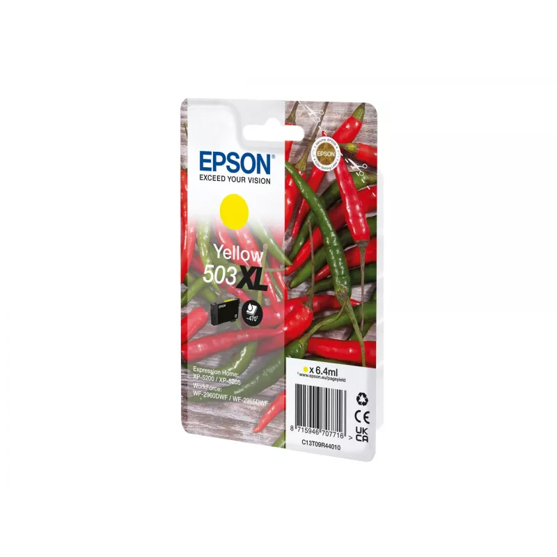 Tintes kasetne Epson 503XL dzeltena, oriģināla augstas (XL) ietilpības, 6,4 ml, viens iepakojumā
