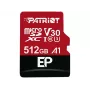 MicroSDXC atmiņas karte PATRIOT 512GB UHS‑I U3 V30 Class 10, lasīšanas ātrums līdz 90 MB/s, komplektā adapteris