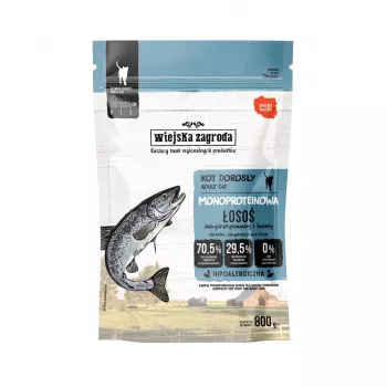 WIEJSKA ZAGRODA Monoprotein lasis - sausā kaķu barība - 800g