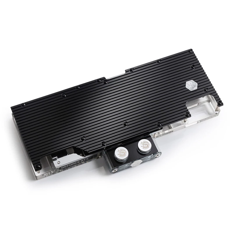 GPU ūdens bloks un aizmugures plāksne BitsPower BP-VG3090EVXC3 — akrils, varš, hroma-niķeļa tērauds, 125,4×263,7×25 mm