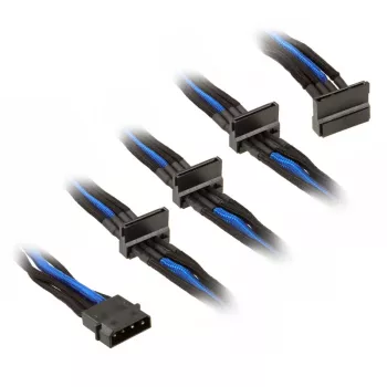 SilverStone 4-pol. Molex uz 4x SATA kabelis, 300 mm - melns/zils
