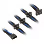 SilverStone 4-pol. Molex uz 4x SATA kabelis, 300 mm - melns/zils