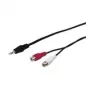 Wentronic Goobay 3,5 mm ligzdas/RCA adaptera kabelis, melns, 1,5 m - 3,5 mm spraudnis (3 kontaktu, stereo) > 2x RCA ligzda (audio kreisais/labais) (50116)