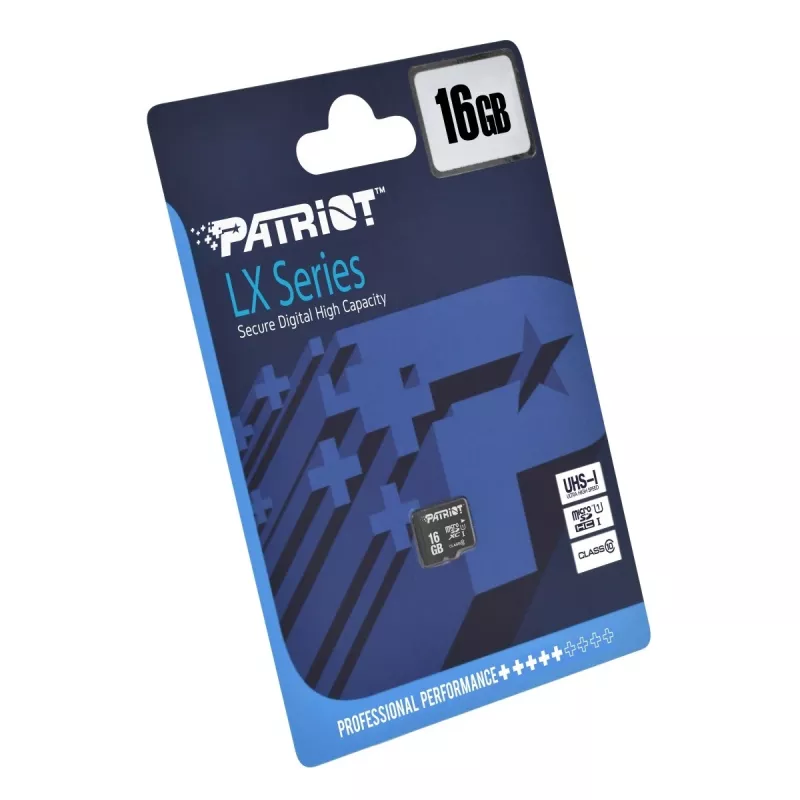 MicroSDHC atmiņas karte PATRIOT PSF16GMDC10 — 16 GB, 10. klase, UHS-I (U1), 80 MB/s, melna