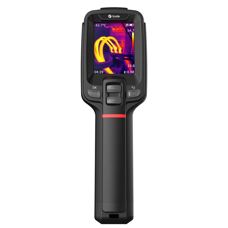 Termokamera Guide Sensmart E1+ — 120×90 px termiskais sensors, 240×180 px maks., 2,4 collu LCD, Wi‑Fi, IP54, -20–550 °C