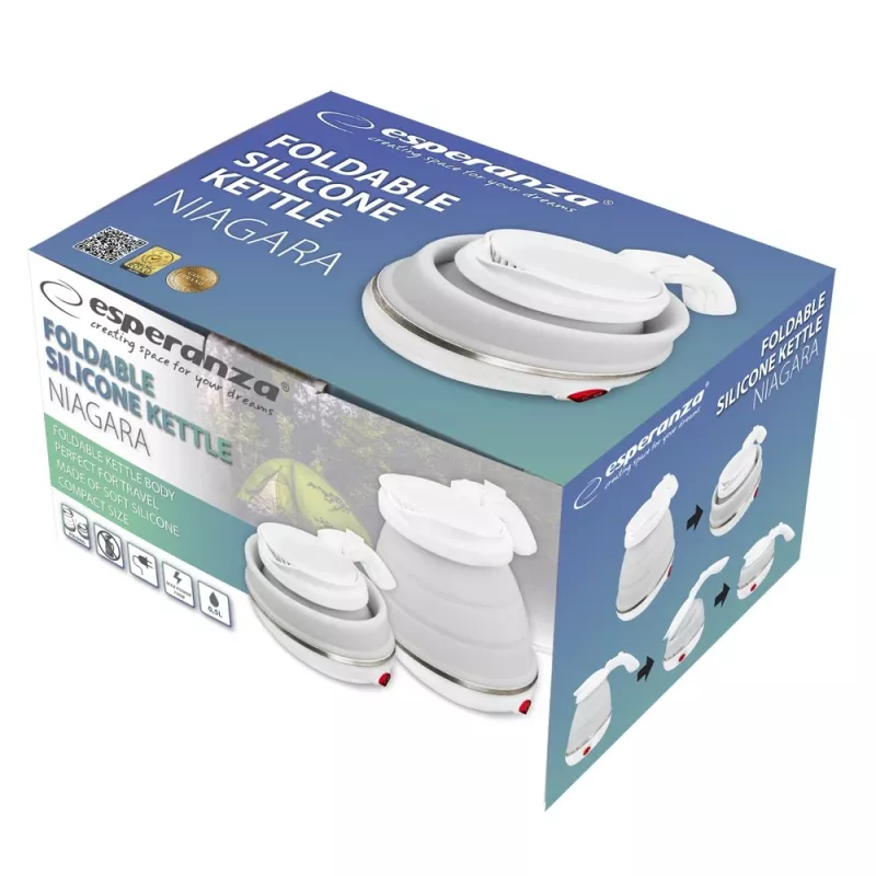 Elektriskā tējkanna ESPERANZA EKK023 — 0,5 l, 750 W, balta, nerūsējošais tērauds un plastmasa