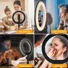 Maclean MCE610 10 12W LED gredzena gaisma ar statīvu un Bluetooth slēdzi, 3 krāsas, 10 spilgtuma līmeņi, 10%–100% regulējams spilgtums, 160 LED, viedtālruņa turētājs, apgaismojuma gaisma