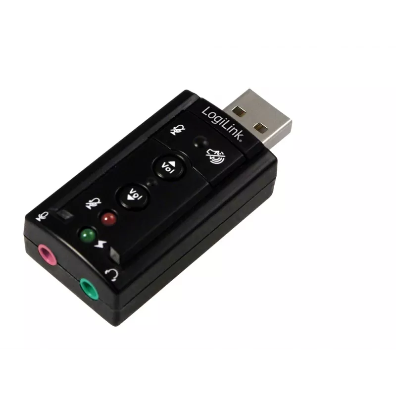 Ārējā USB skaņas karte LOGILINK UA0078, 7.1 kanālu, USB saskarne, kompakta 124×194×34 mm, 80 g