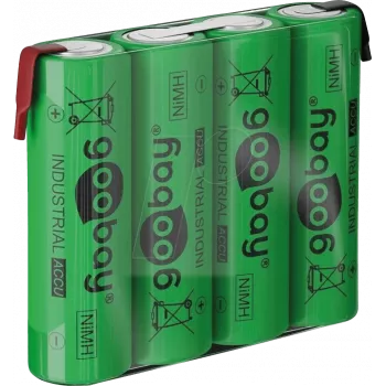 Goobay 4x AA (Mignon) - 2100 mAh, zaļa - lodēšanas kontakts (Z), niķeļa-metālhidrīda akumulators (NiMH), 4,8 V (55580)