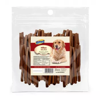 Suņu gardumi Hilton Soft Beef Sticks 500 g — mīksti liellopu gaļas zobu košļājamie kociņi pieaugušiem suņiem, 500 g maisiņš