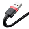 USB-A–Lightning kabelis Baseus Cafule 2.4A QC 3.0, 1 m — melns/sarkans