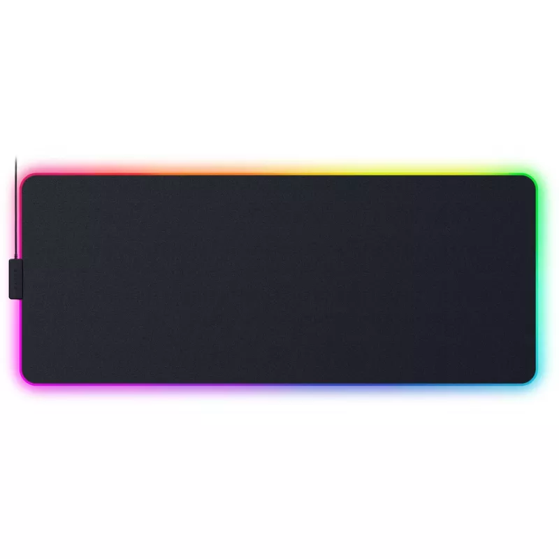 Spēļu peles paliktnis Razer Strider Chroma – poliestera virsma, 370×900 mm, melna, daudzkrāsu fona apgaismojums
