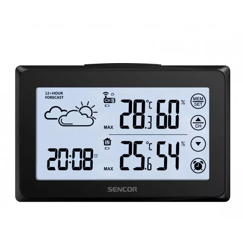 Meteoroloģiskā stacija SENCOR SWS 2850 — iekštelpu/āra temperatūra un mitrums, 1 bezvadu sensors, 433,92 MHz, min/maks atmiņa