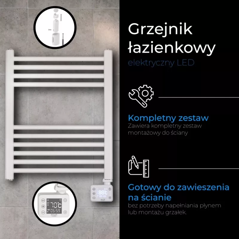 LED elektriskais vannas istabas radiators | AD 7823 | Radiators | 400 W | Balts | IP24