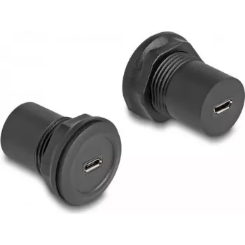 DeLOCK USB 2.0 Type Micro-B uz USB 2.0 Type Micro-B iebūvēts savienotājs, melns