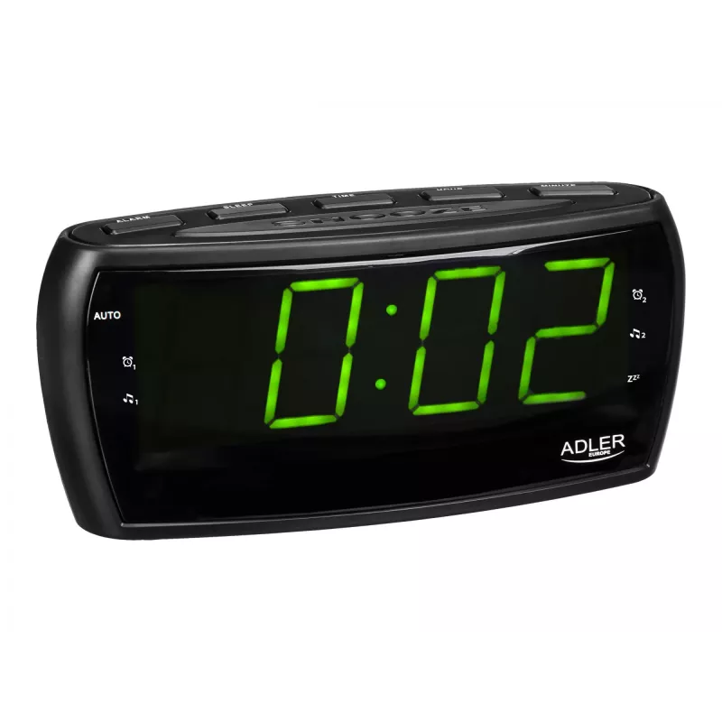 Modinātājradio Adler AD 1121 — modinātājradio, FM/AM uztvērējs, LED displejs, akumulatora rezerves barošana, melns