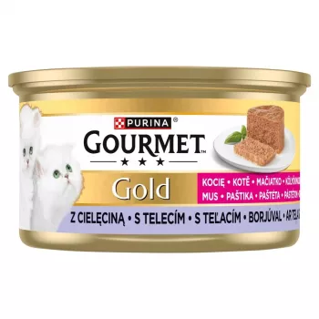 Mitrā kaķu barība Purina Nestlé Gourmet Gold Kitten Veal Mousse 85 g, 13% olbaltumvielu, 7% tauku