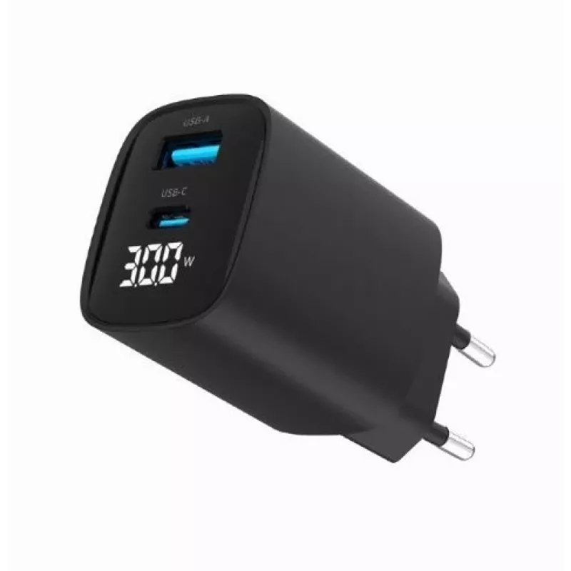 Mobilās ierīces lādētājs Gembird TA-UC-PDQC30LCD-BK-01 Ātrā uzlāde Melns