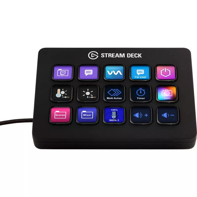 Elgato Stream Deck MK.2 pielāgojama 15 taustiņu USB uzdevumu vadības poga ar klasiskiem taustiņiem, melna