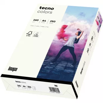 Inapa Tecno colors balts A4 — 250 loksnes, 160 g/m²