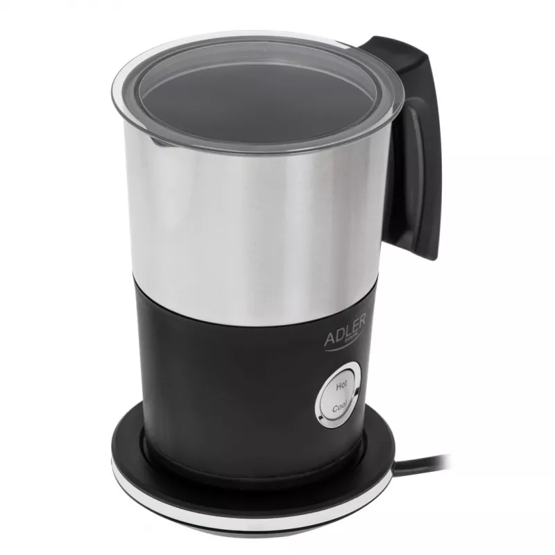Automātiskais piena putotājs Adler AD 4497 — nerūsējošais tērauds, 600 W, putas 120 ml / silts 300 ml, karsts un auksts