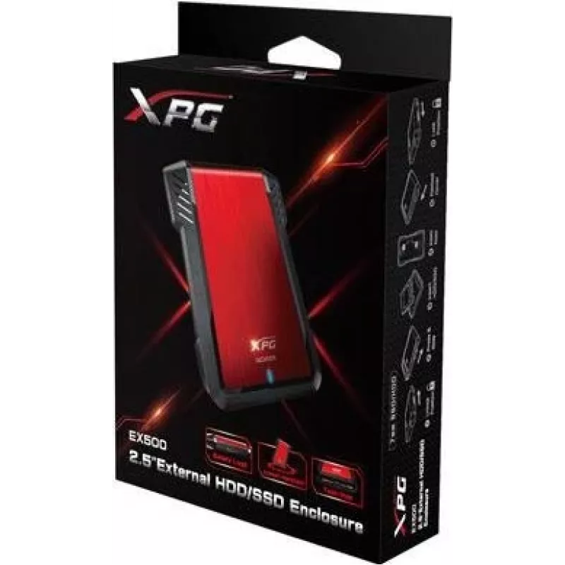 ADATA EX500 HDD/SSD korpuss Melns, Sarkans 2,5 collu