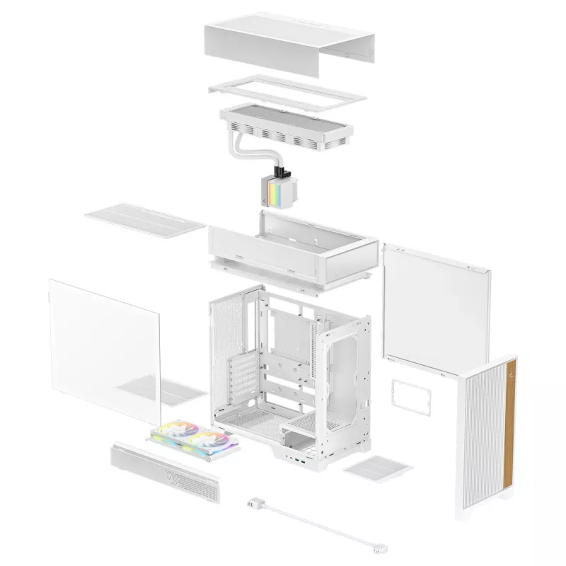 Desktop PC case DeepCool CL6600 WH — balta, supports ATX/PS2/SFX/SFX-L PSUs, 140 mm front, 120/140 mm top/rear, 2.5 inch & 3.5 inch drives