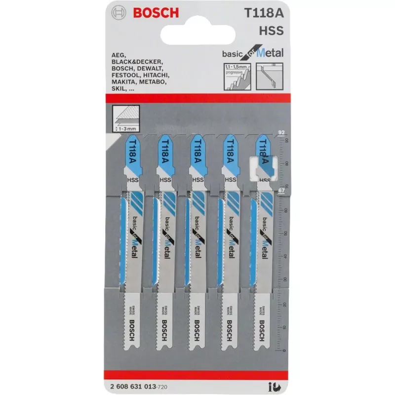Finierzāģa asmens Bosch T 118 A Ātrgriezējtērauds HSS 5 gab.