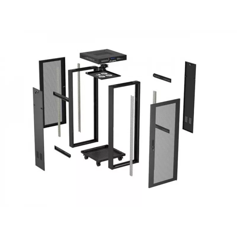 Rack cabinet LANBERG FF01-6624-23BL 24U freestanding 19 inch 600×600 mm IP20 Melns