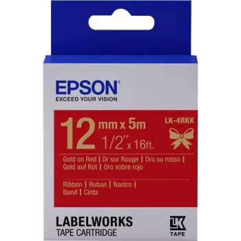 Epson uzlīmju kasetne, satīna lente LK-4RKK zelta/sarkana 12 mm (5 m)