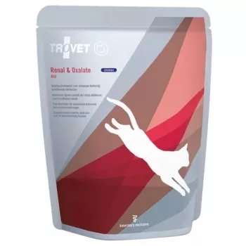 Mitrā kaķu barība TROVET Renal & Oxalate RID 85 g maisiņš — veterinārā diēta, vista, pieaugušiem kaķiem ar nieru problēmām